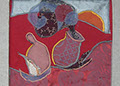 Pandore sur fond rouge application