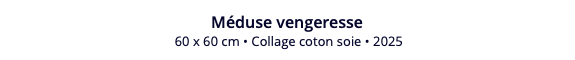 Méduse vengeresse 60 x 60 cm • Collage coton soie • 2025